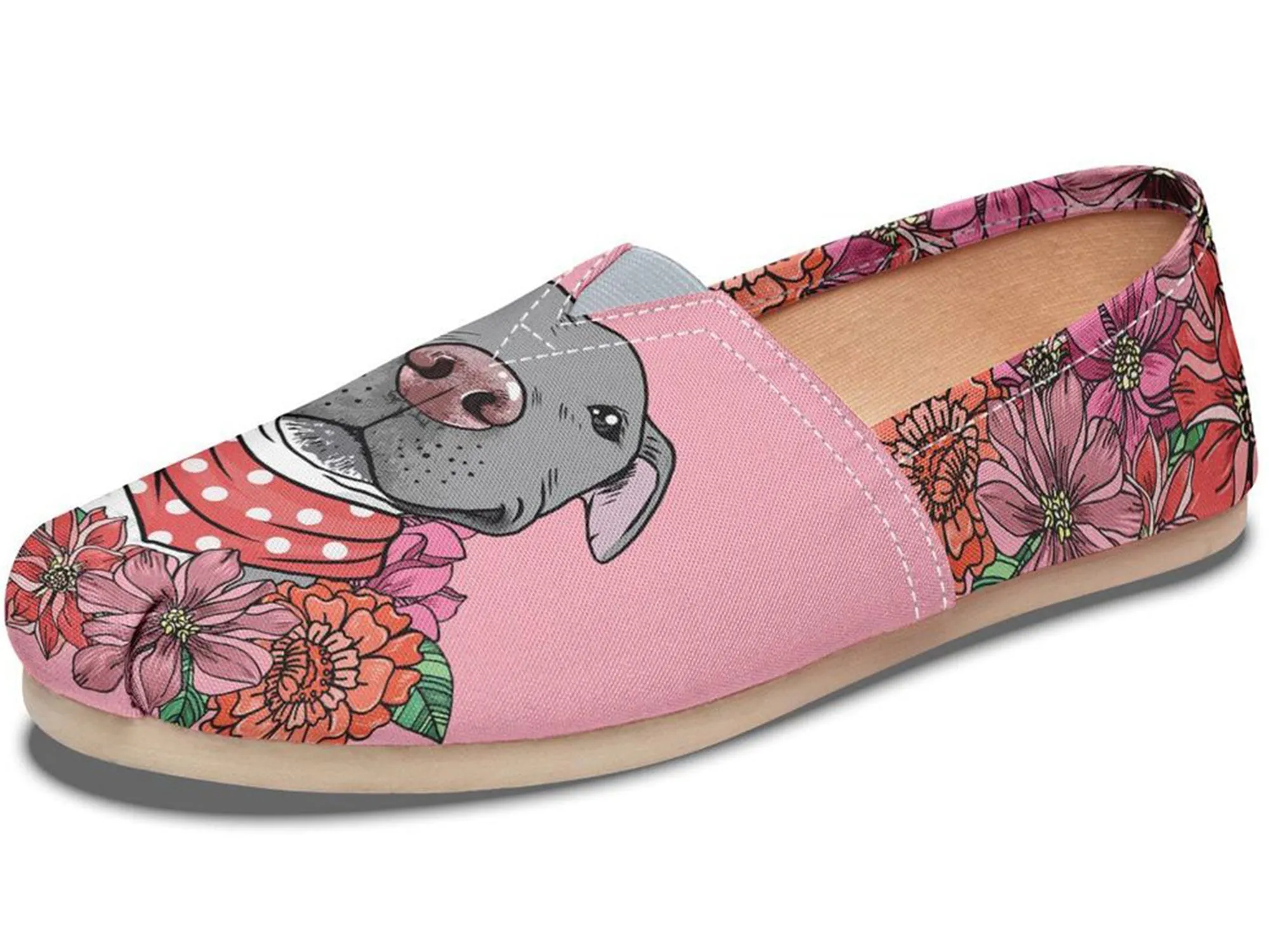 Illustrated Grey Pit Bull Casual Shoes