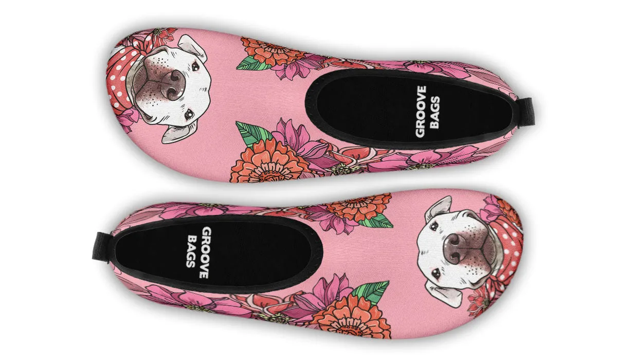 Illustrated Pit Bull Aqua Barefoot Shoes