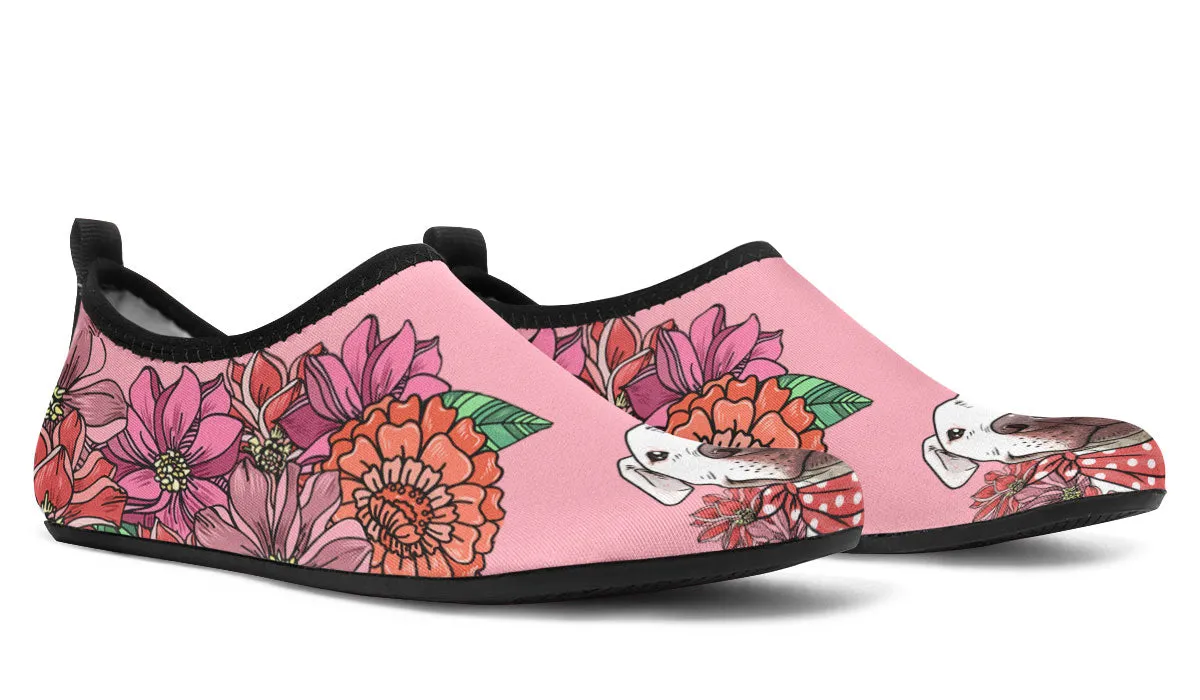 Illustrated Pit Bull Aqua Barefoot Shoes