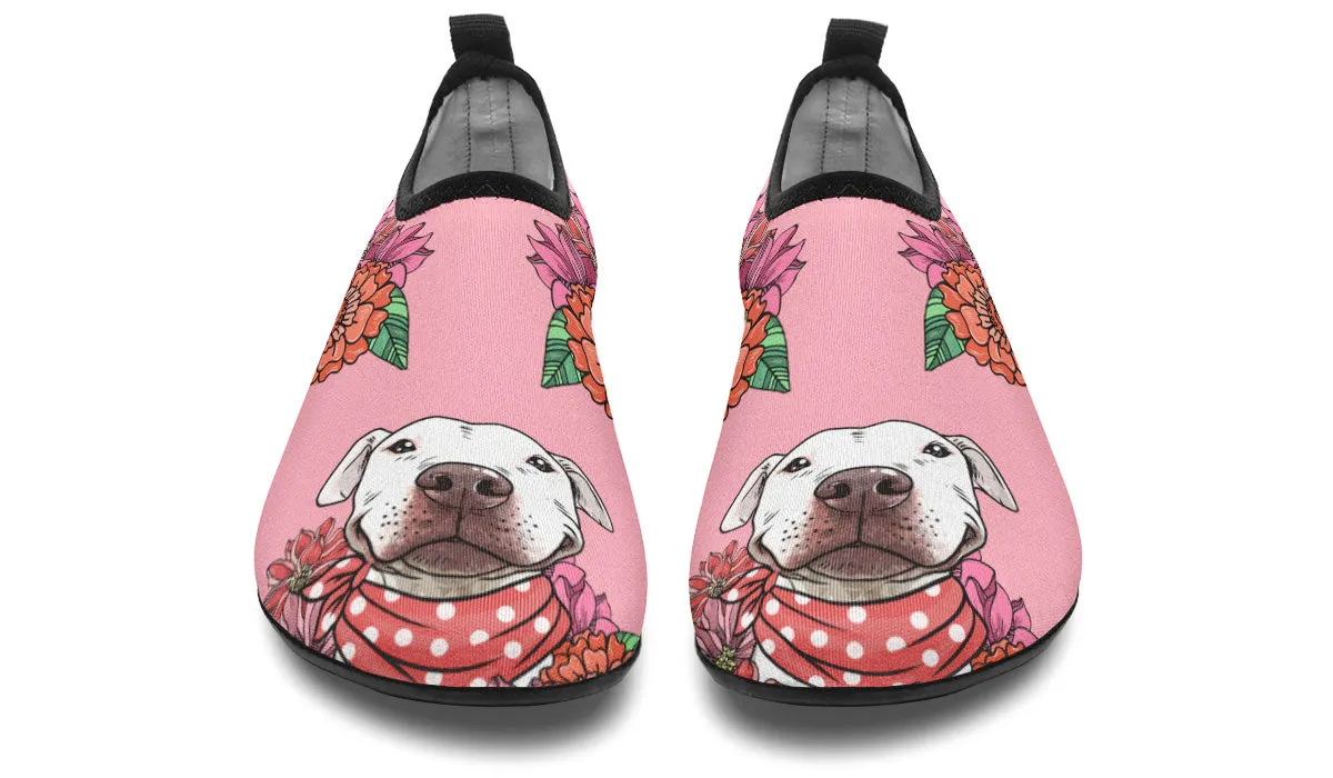 Illustrated Pit Bull Aqua Barefoot Shoes