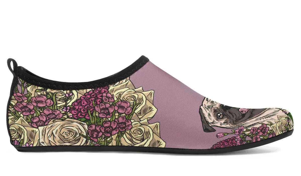 Illustrated Pug Aqua Barefoot Shoes