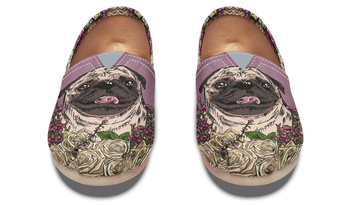 Illustrated Pug Casual Shoes