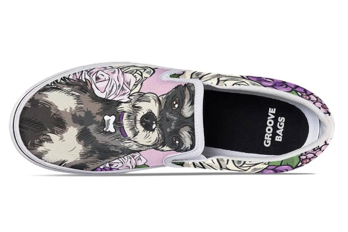Illustrated Schnauzer Slip-On Shoes