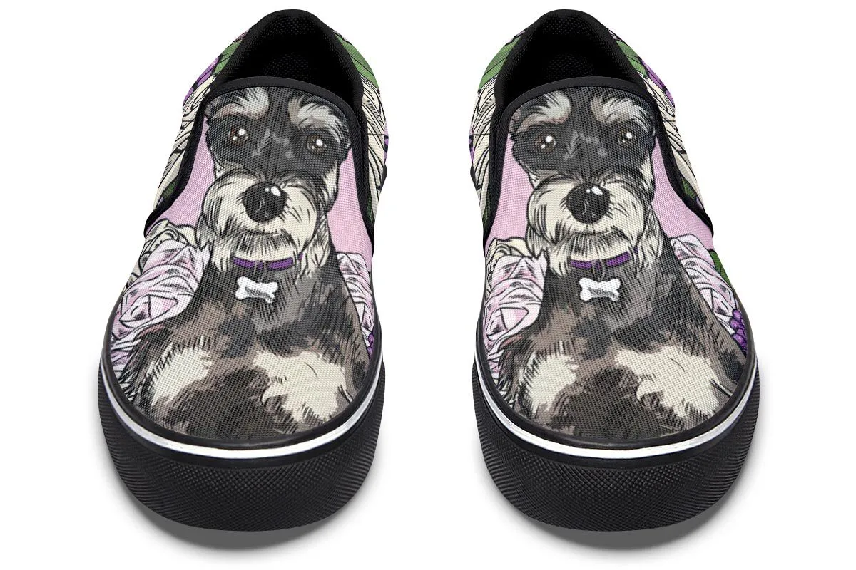 Illustrated Schnauzer Slip-On Shoes