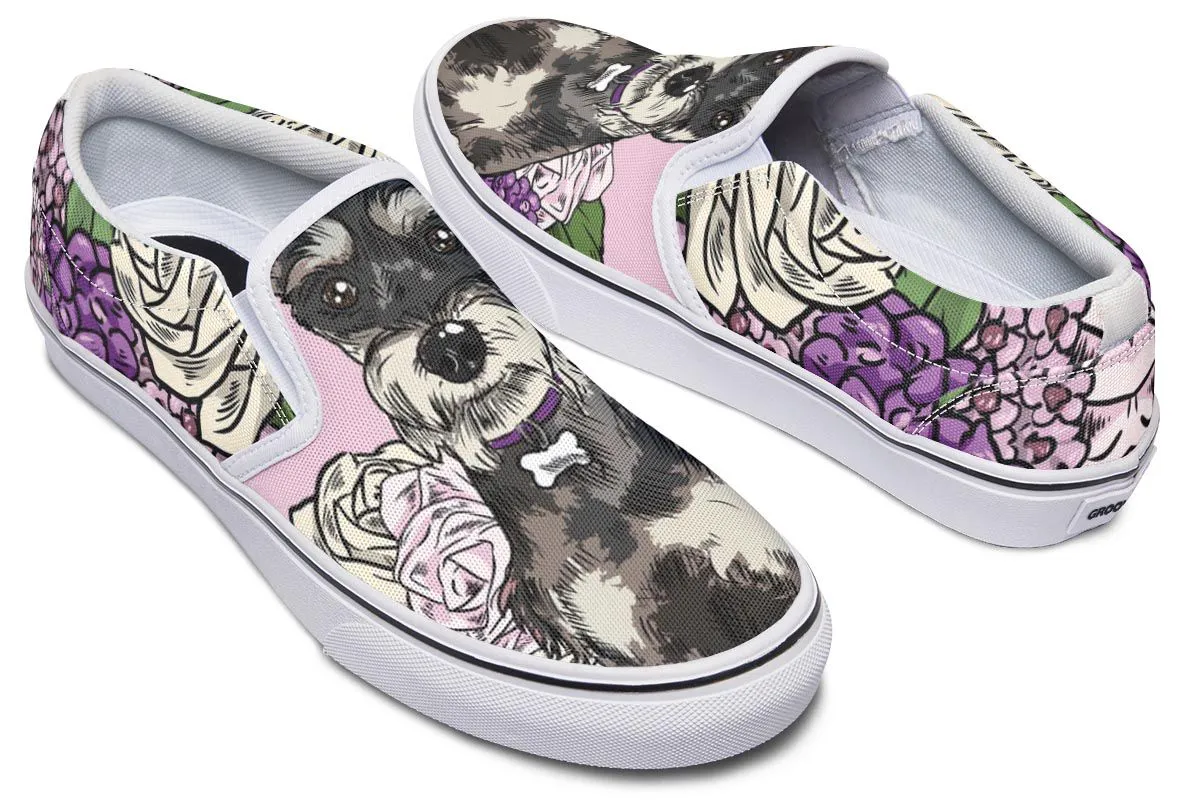 Illustrated Schnauzer Slip-On Shoes