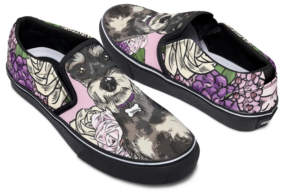 Illustrated Schnauzer Slip-On Shoes