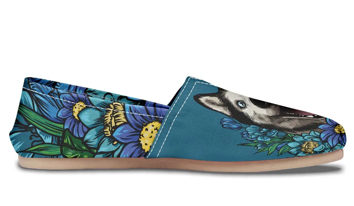 Illustrated Siberian Husky Casual Shoes