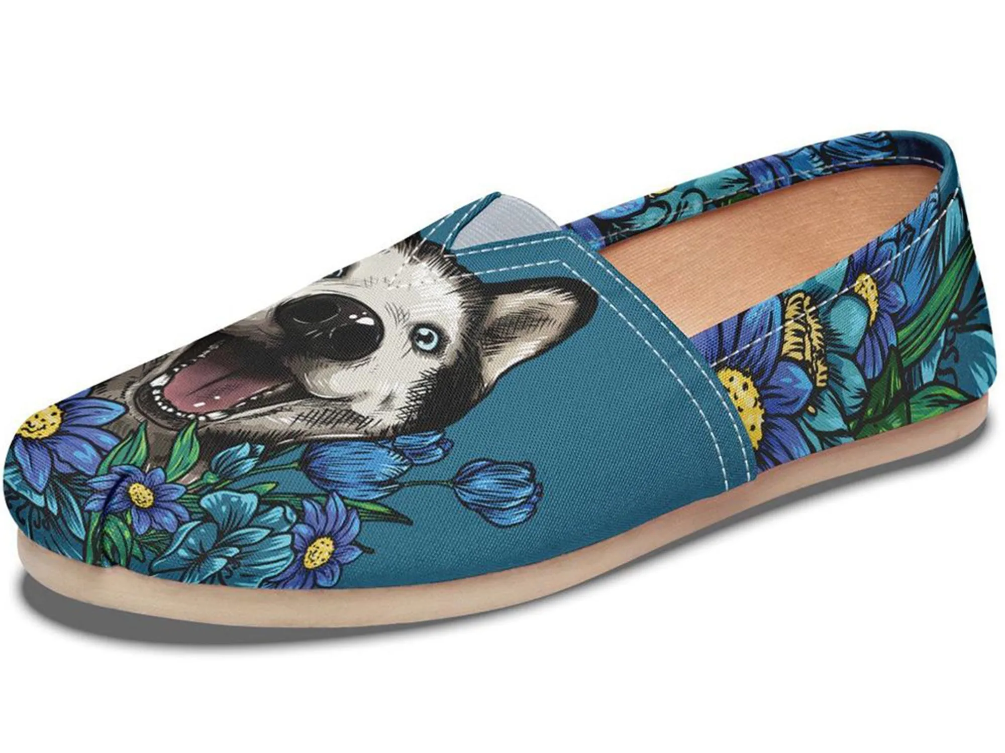 Illustrated Siberian Husky Casual Shoes