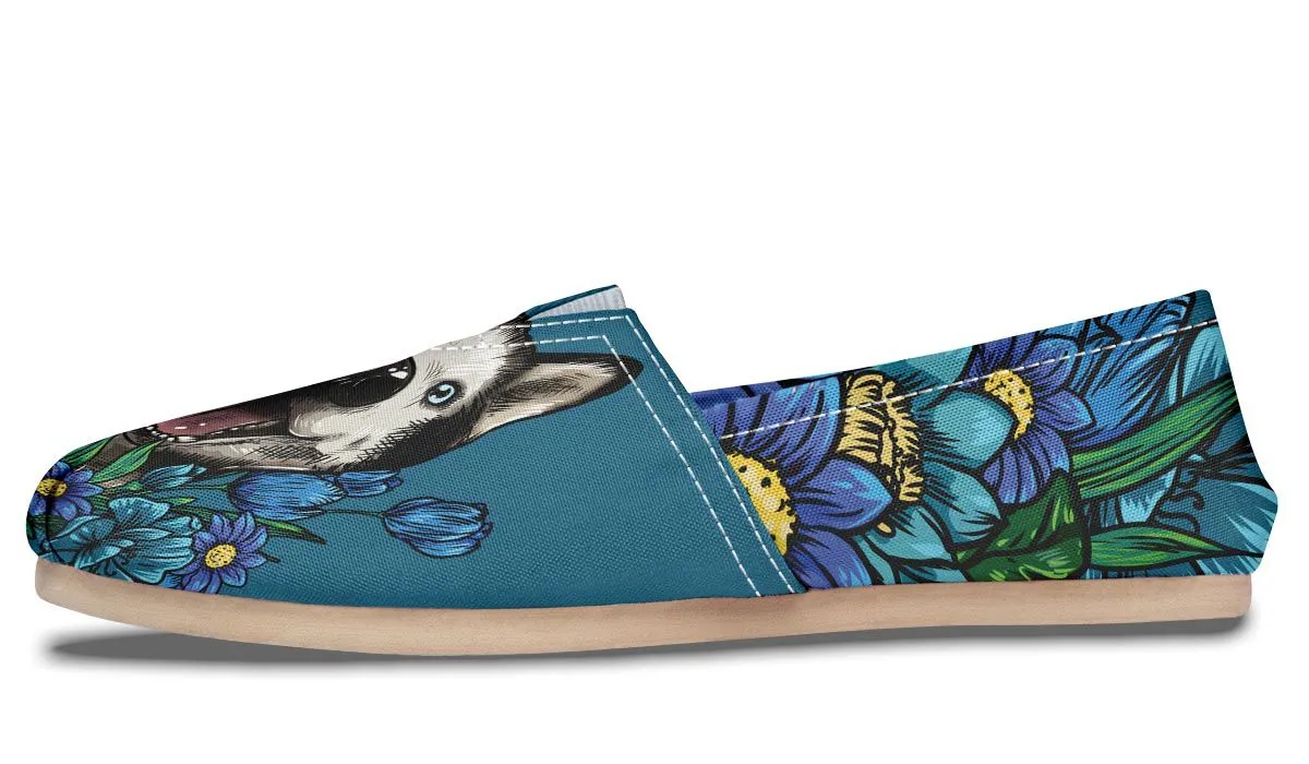 Illustrated Siberian Husky Casual Shoes