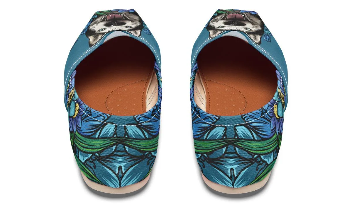 Illustrated Siberian Husky Casual Shoes