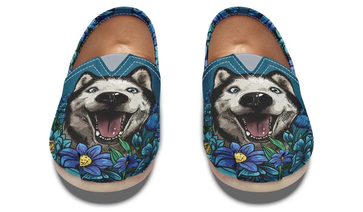 Illustrated Siberian Husky Casual Shoes
