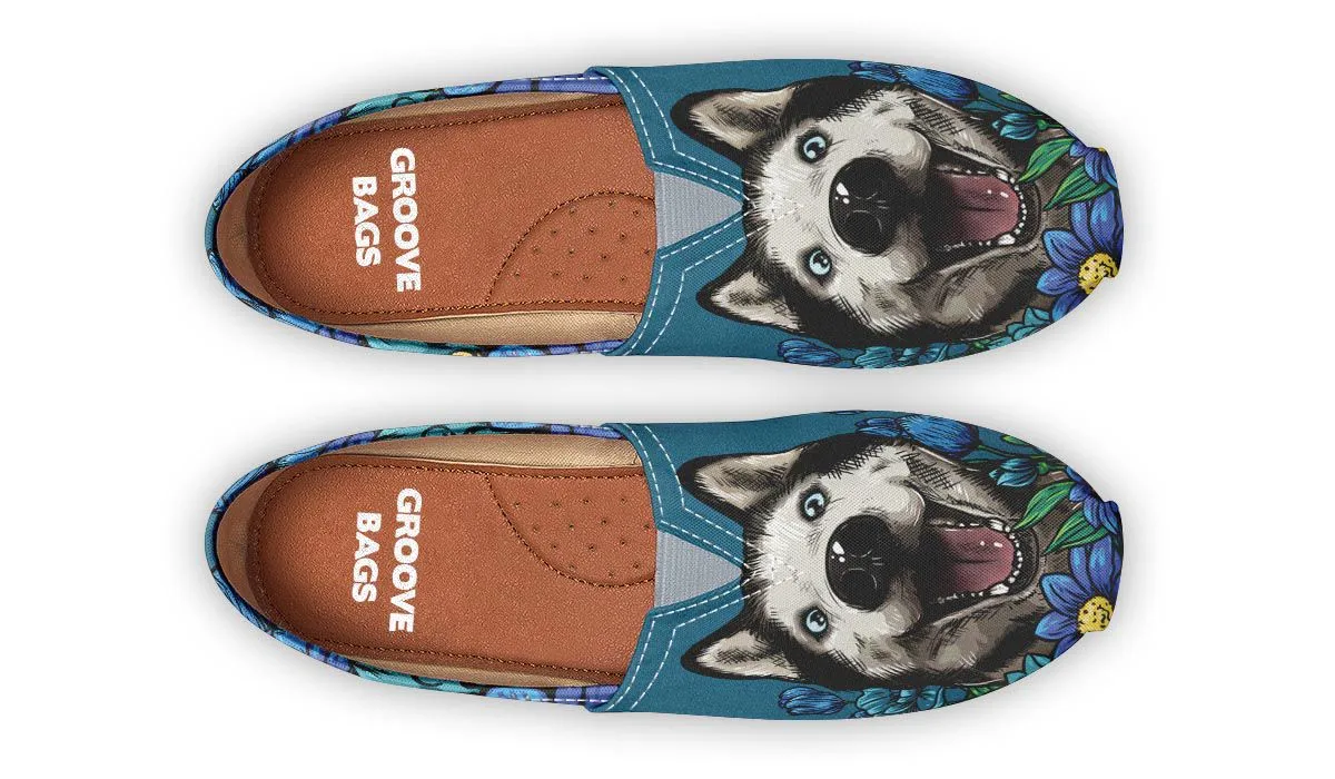 Illustrated Siberian Husky Casual Shoes