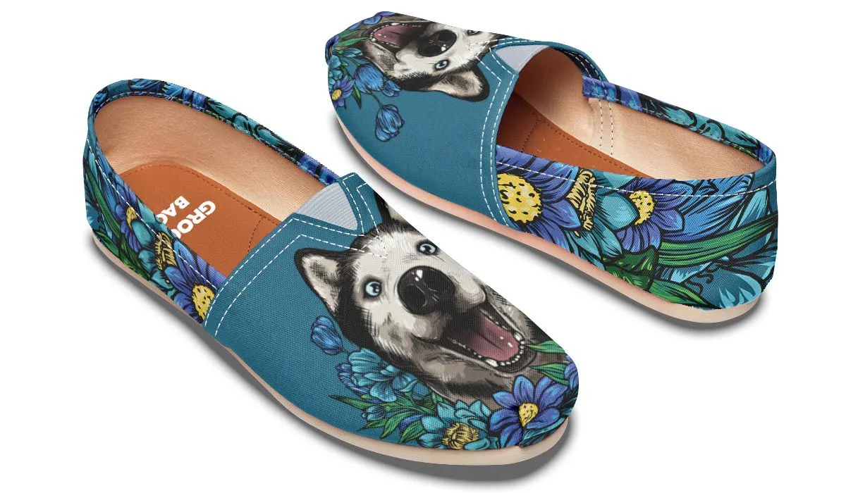 Illustrated Siberian Husky Casual Shoes