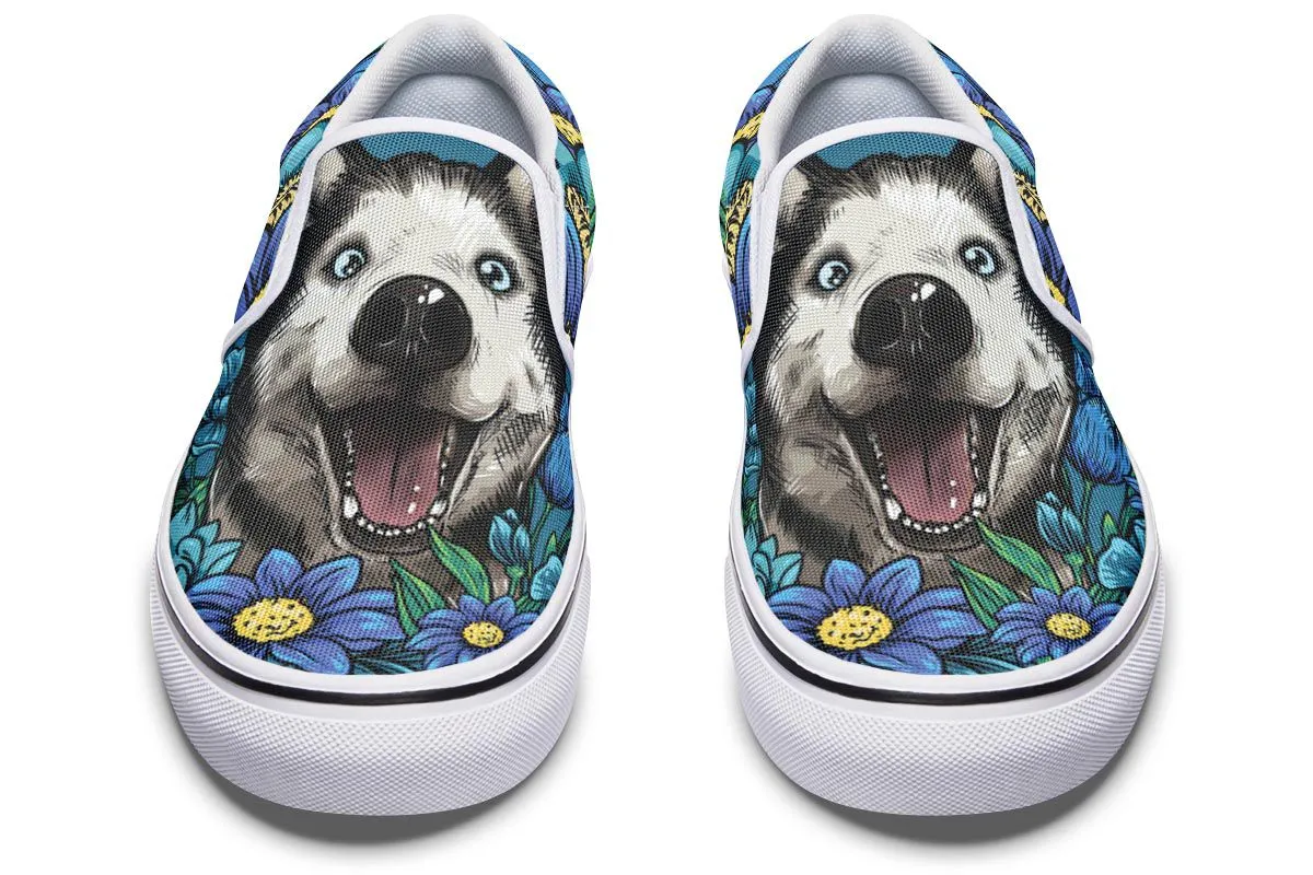 Illustrated Siberian Husky Slip-On Shoes
