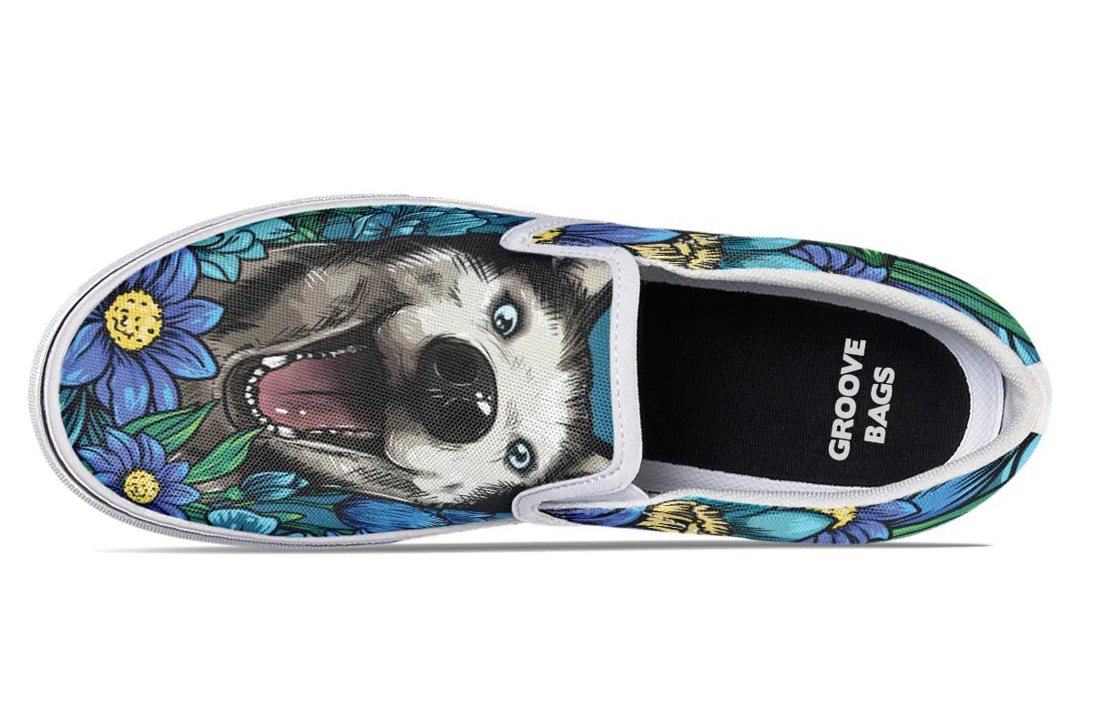 Illustrated Siberian Husky Slip-On Shoes
