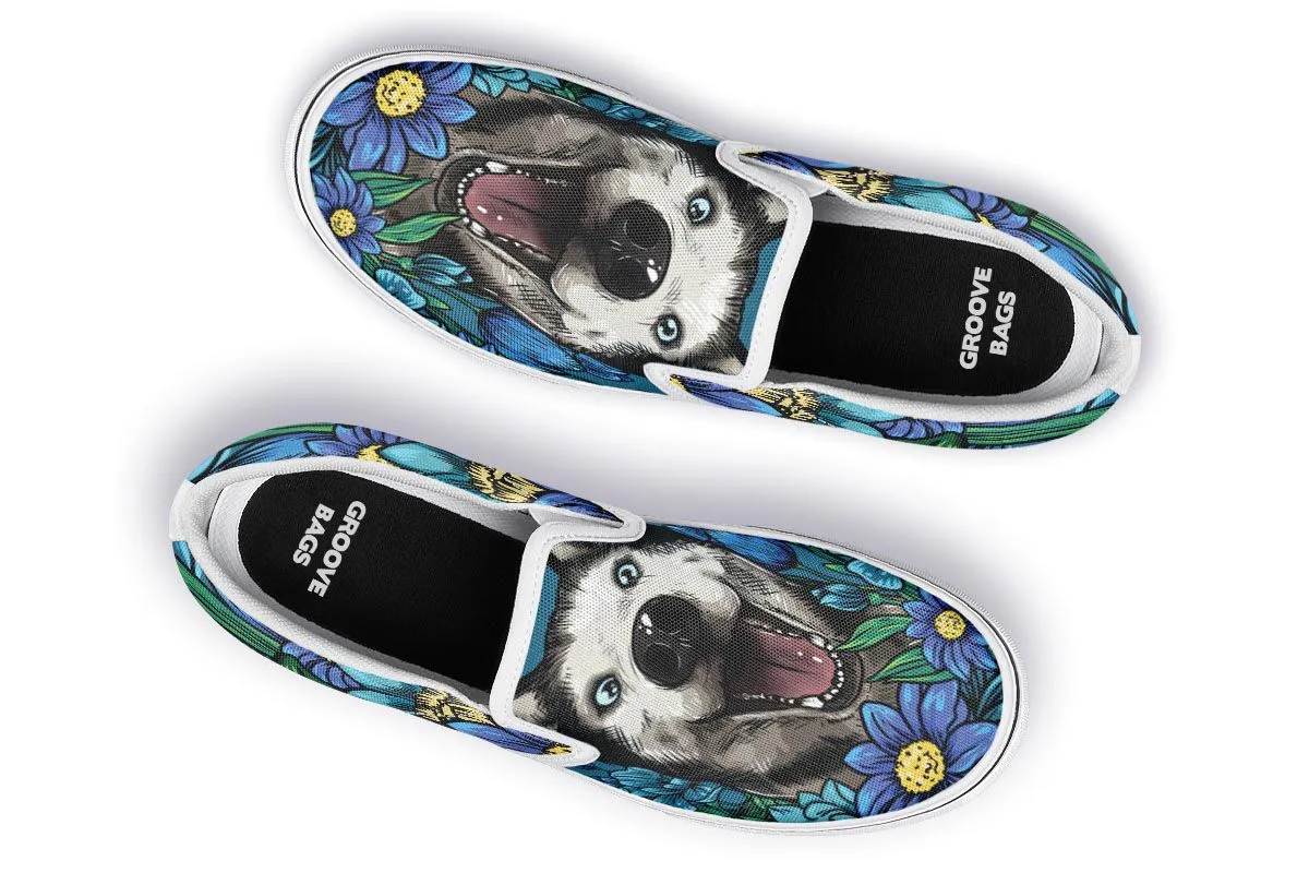 Illustrated Siberian Husky Slip-On Shoes