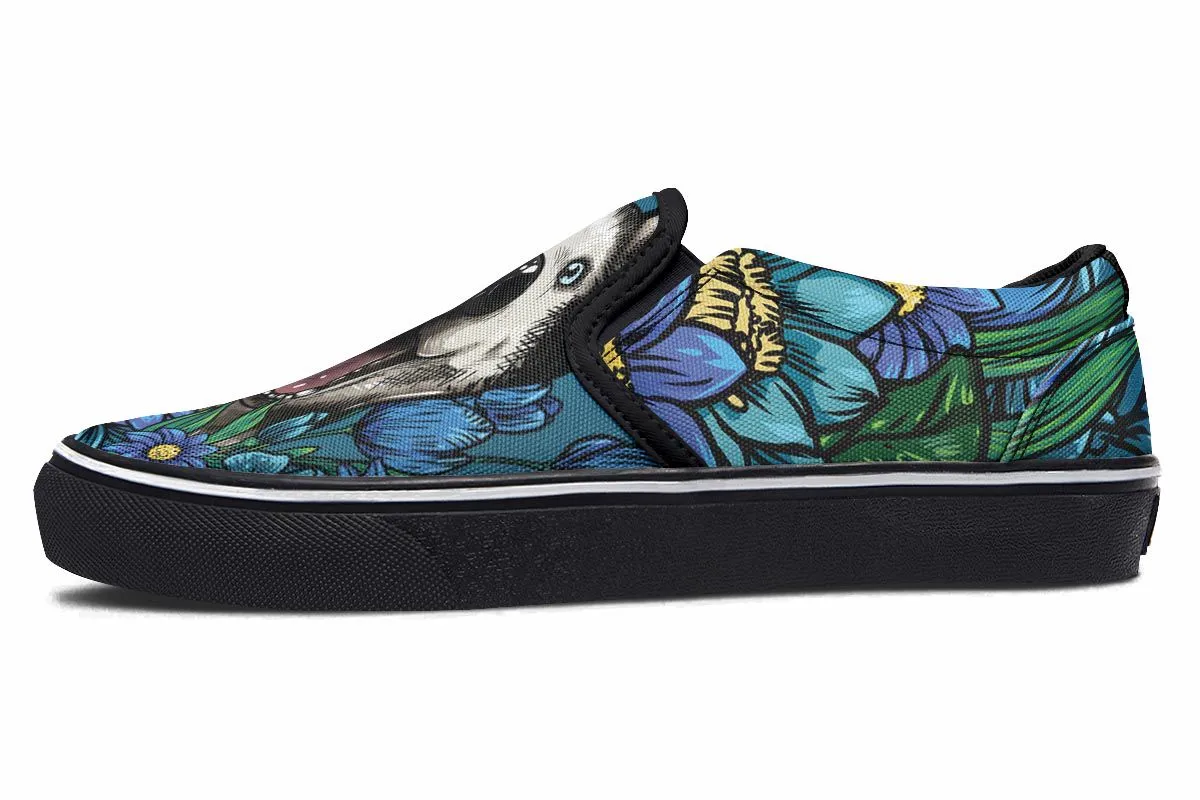 Illustrated Siberian Husky Slip-On Shoes
