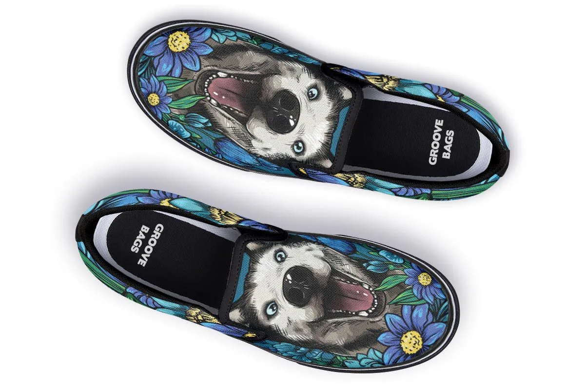 Illustrated Siberian Husky Slip-On Shoes