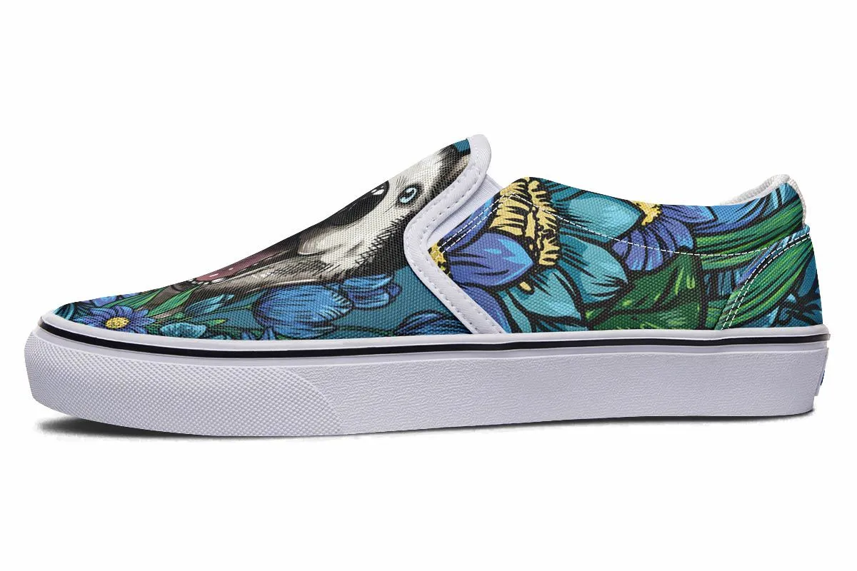 Illustrated Siberian Husky Slip-On Shoes