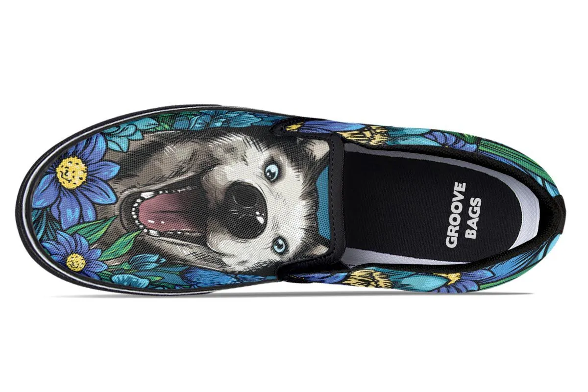 Illustrated Siberian Husky Slip-On Shoes