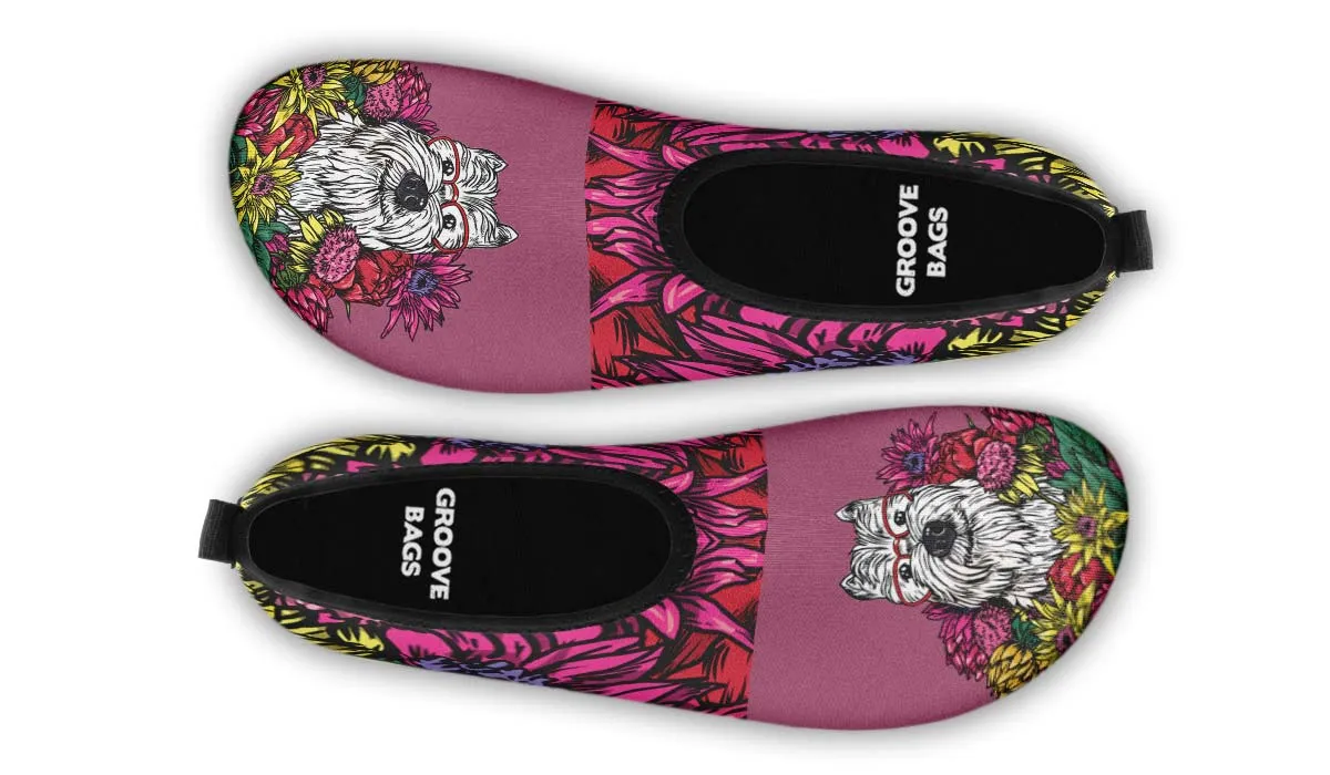 Illustrated Westie Aqua Barefoot Shoes