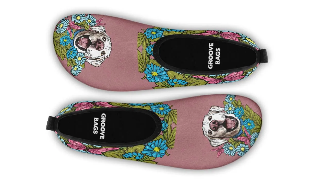Illustrated White Labrador Retriever Aqua Barefoot Shoes