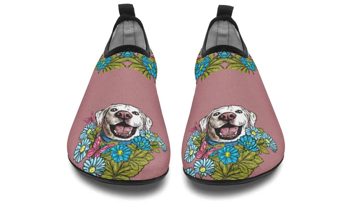 Illustrated White Labrador Retriever Aqua Barefoot Shoes