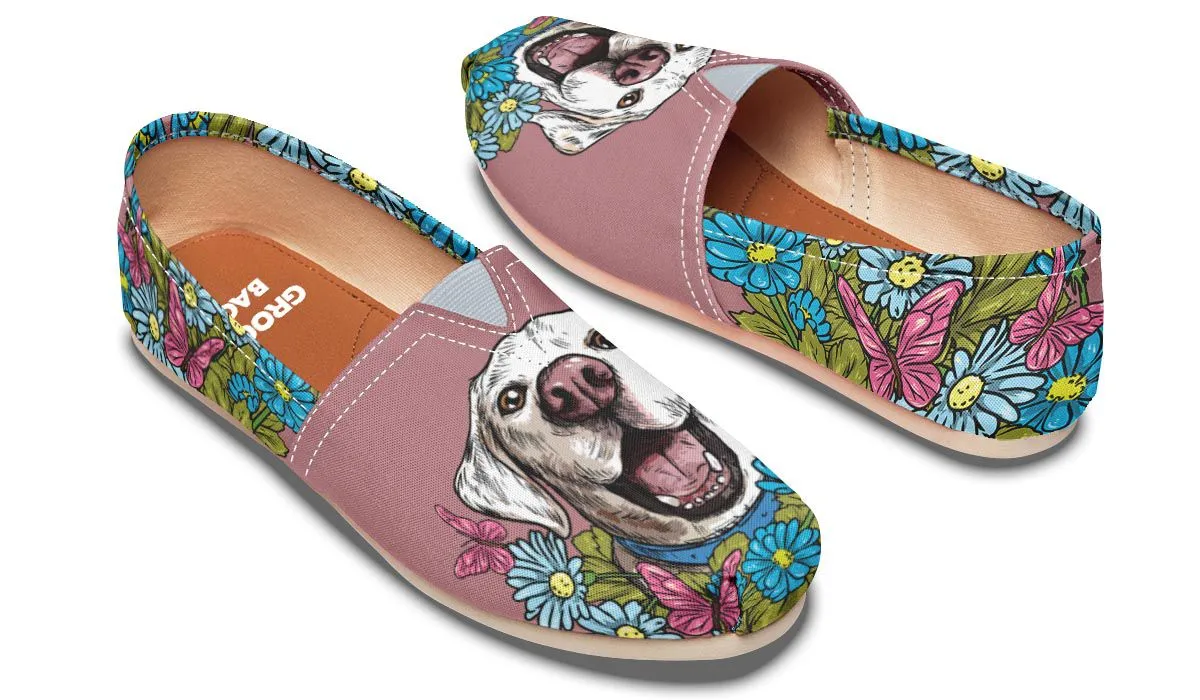 Illustrated White Labrador Retriever Casual Shoes