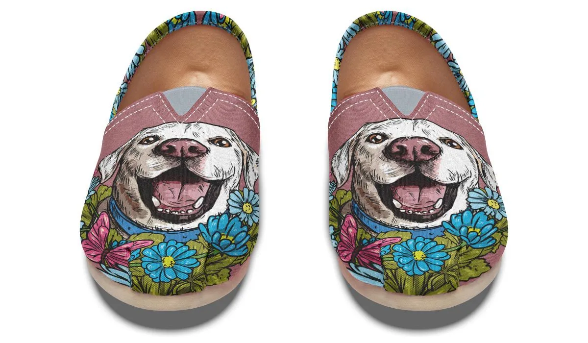 Illustrated White Labrador Retriever Casual Shoes