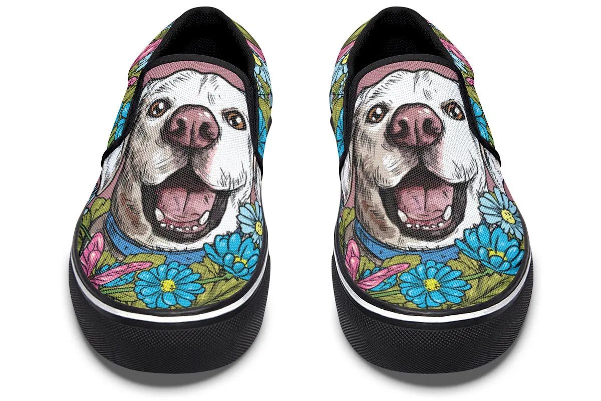 Illustrated White Labrador Retriever Slip-On Shoes