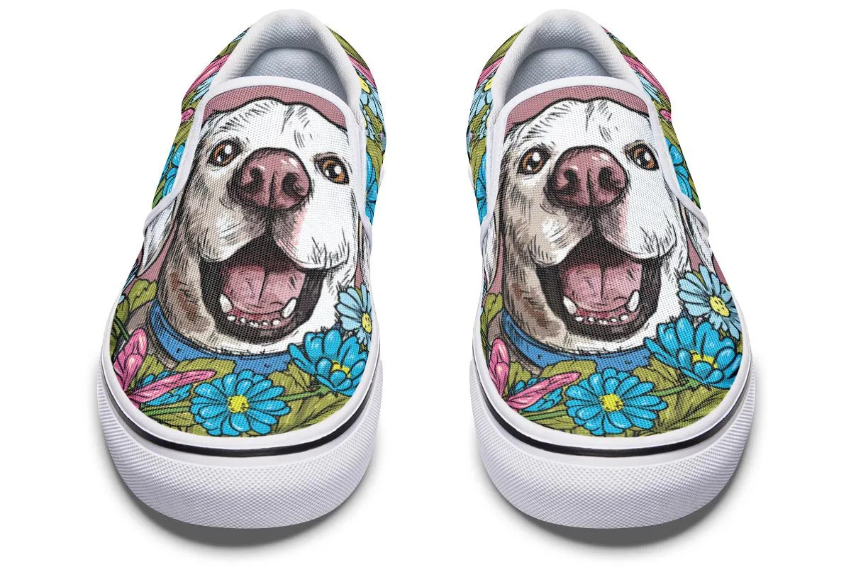 Illustrated White Labrador Retriever Slip-On Shoes