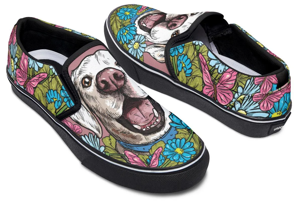 Illustrated White Labrador Retriever Slip-On Shoes