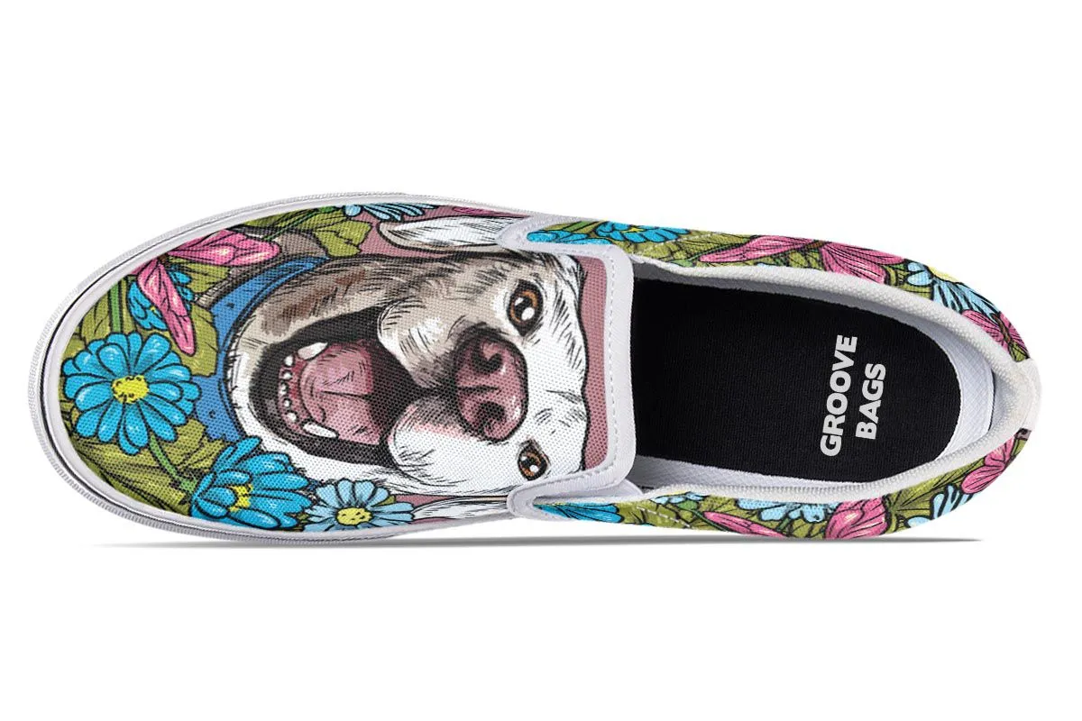 Illustrated White Labrador Retriever Slip-On Shoes