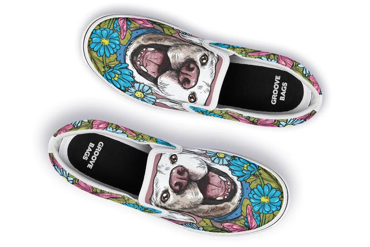 Illustrated White Labrador Retriever Slip-On Shoes