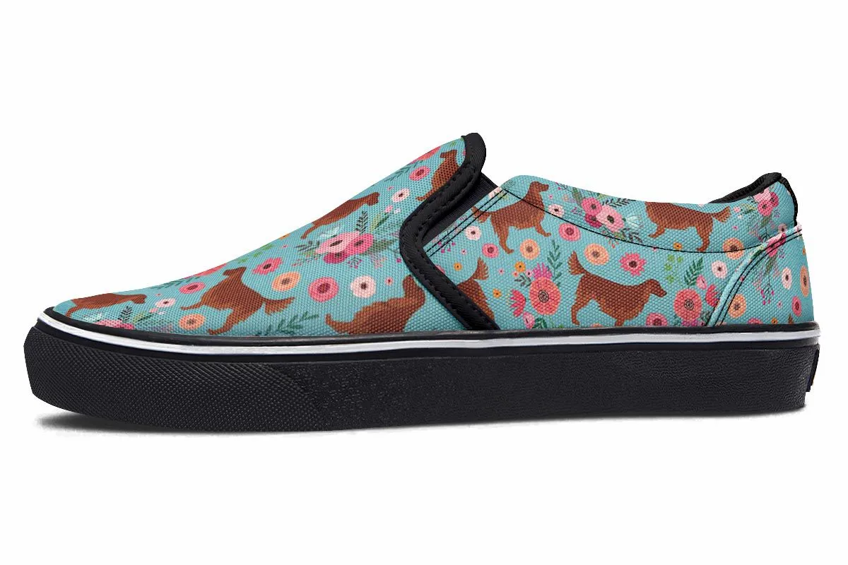 Irish Setter Flower Slip-On Shoes