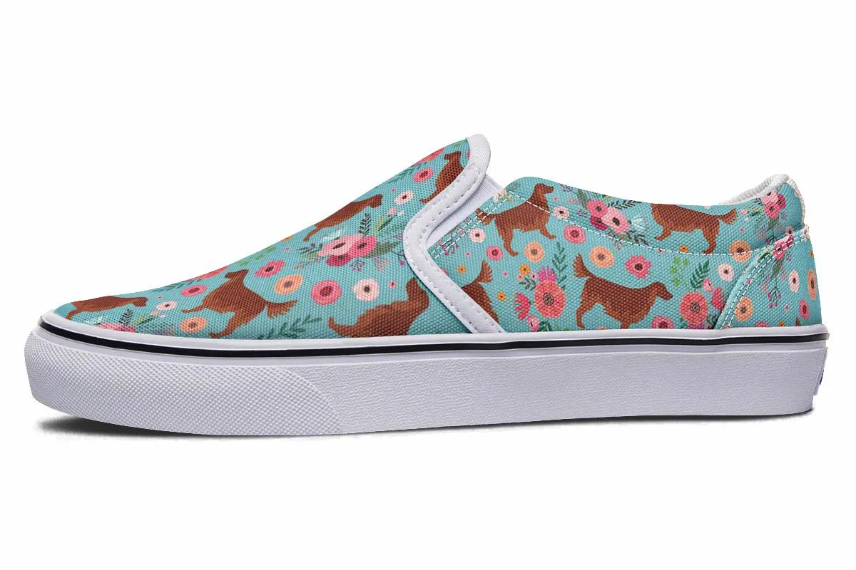 Irish Setter Flower Slip-On Shoes