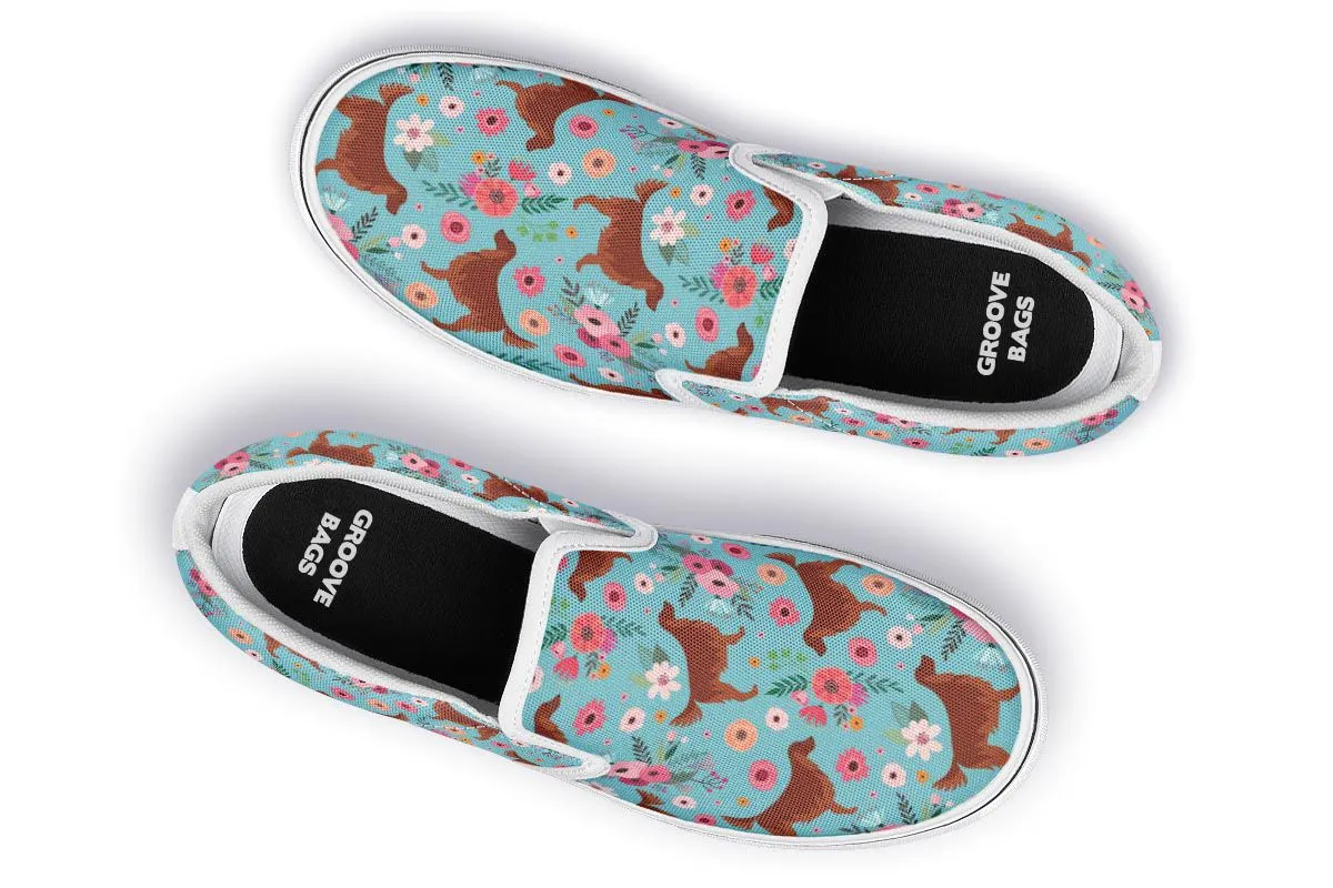 Irish Setter Flower Slip-On Shoes