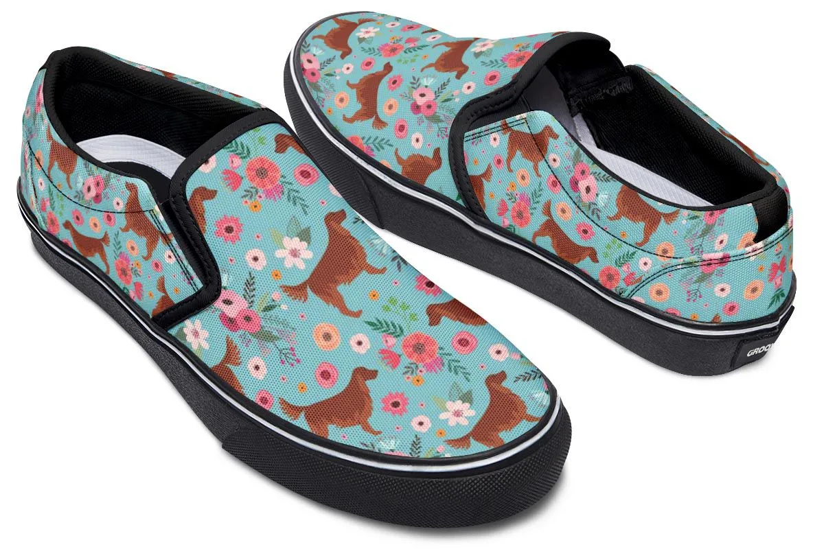 Irish Setter Flower Slip-On Shoes