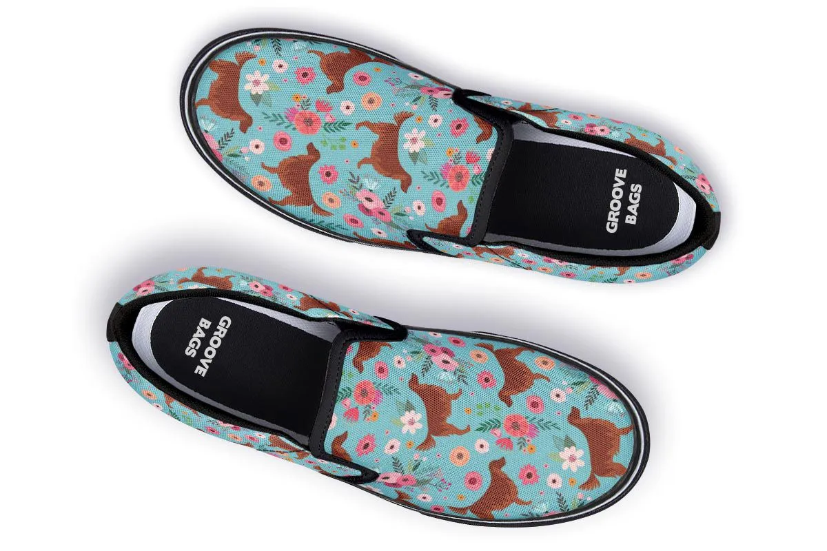 Irish Setter Flower Slip-On Shoes