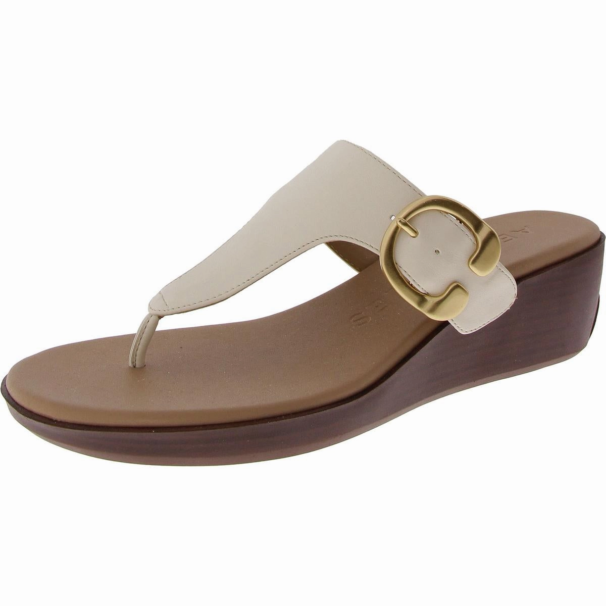 IZOLA Womens Metallic Thong Wedge Sandals