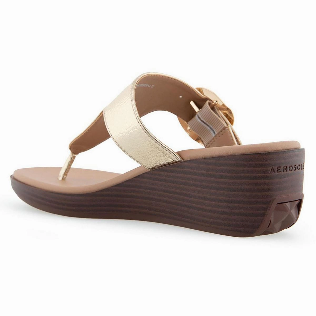 IZOLA Womens Metallic Thong Wedge Sandals