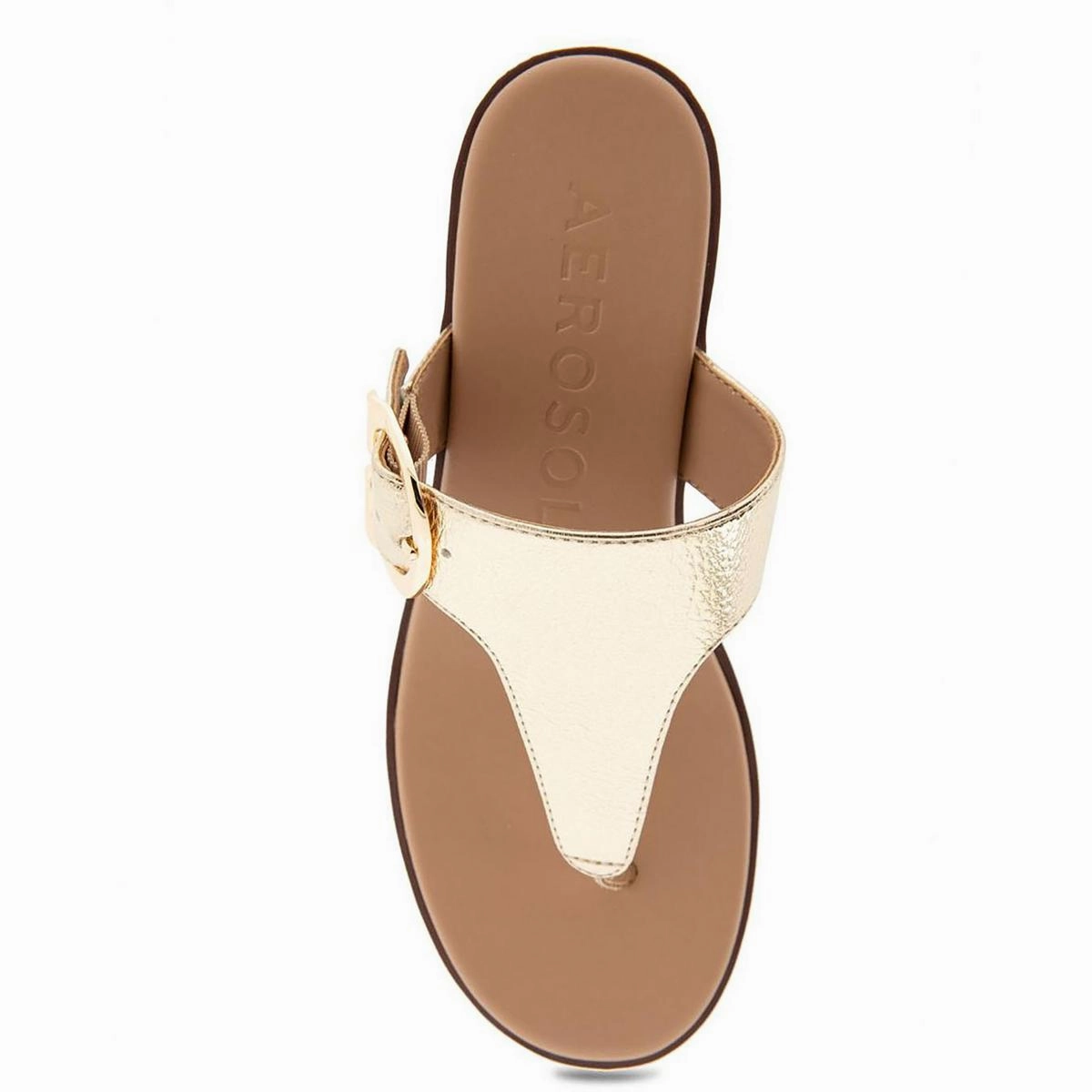 IZOLA Womens Metallic Thong Wedge Sandals