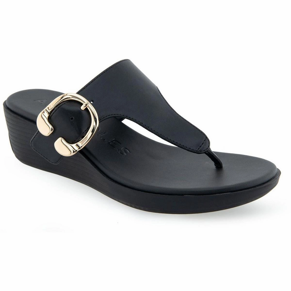 IZOLA Womens Metallic Thong Wedge Sandals