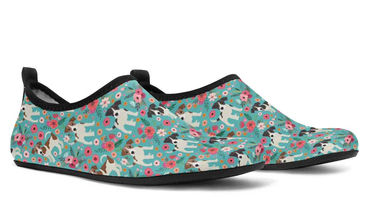 Jack Russell Flower Aqua Barefoot Shoes