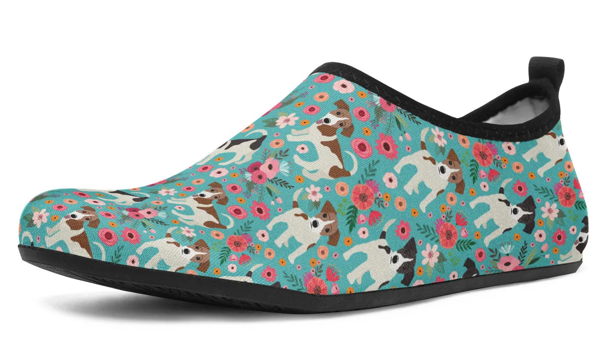 Jack Russell Flower Aqua Barefoot Shoes