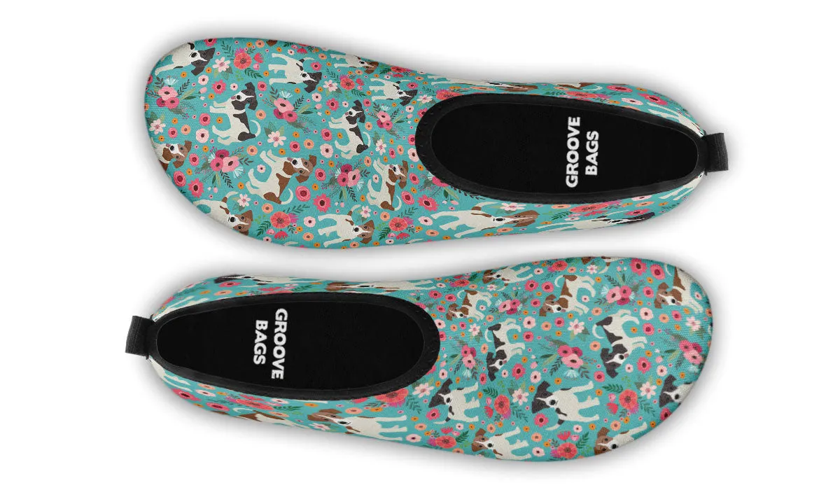 Jack Russell Flower Aqua Barefoot Shoes