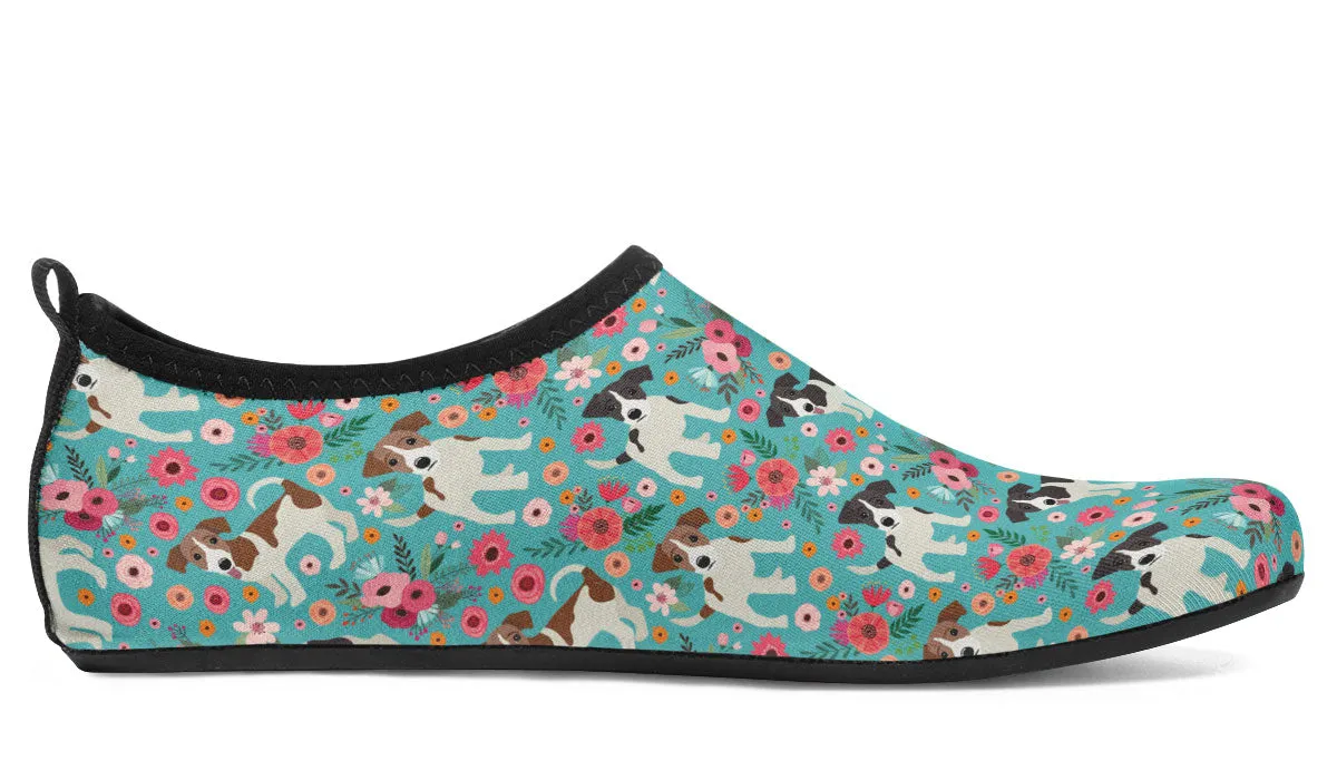 Jack Russell Flower Aqua Barefoot Shoes