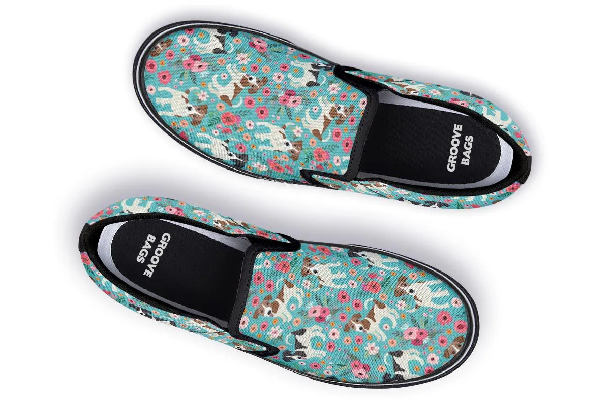 Jack Russell Flower Slip-On Shoes