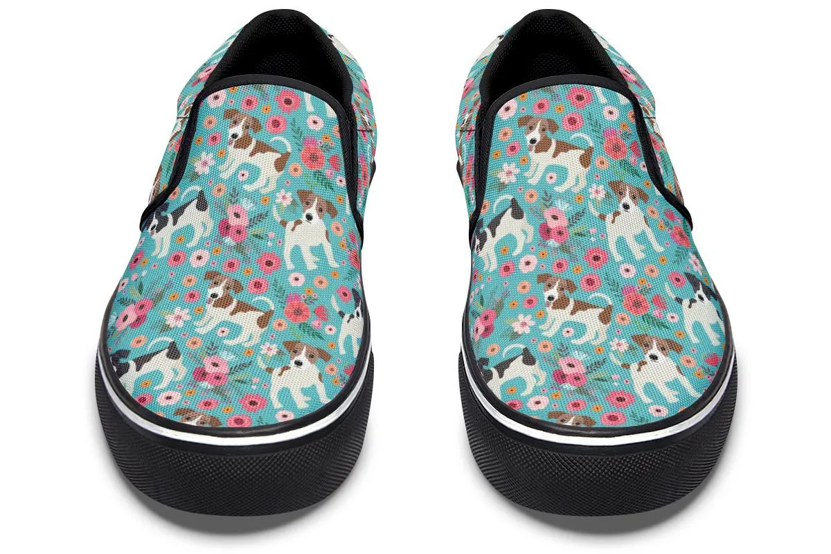 Jack Russell Flower Slip-On Shoes