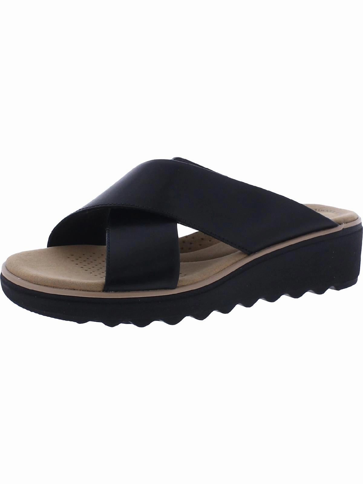 Jillian Gem Womens Faux Leather Slip-On Wedge Sandals